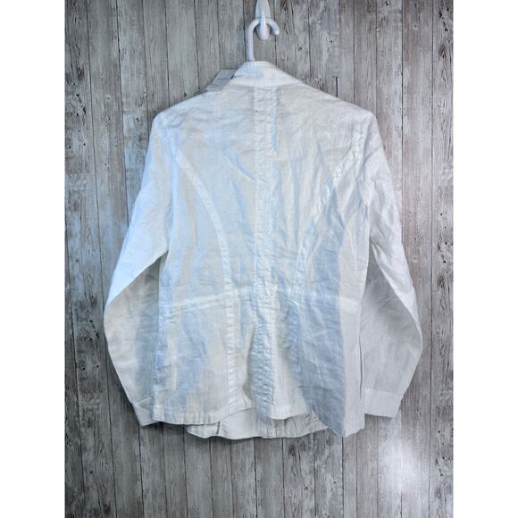 J.Mclaughlin NWT 100% Linen Vista Jacket S Womens White Enamel‎ ButtonPockets - Picture 2 of 10